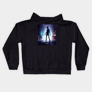 Spooky zombie in city Kids Hoodie